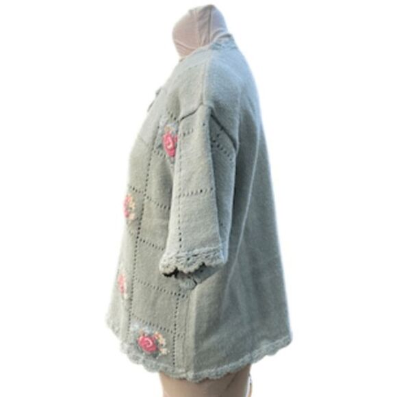 Colter Bay International Vintage Sweater Sz. L Hand Loomed Floral Grandma - Picture 5 of 16